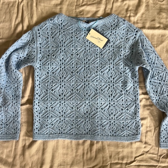 Universal Thread Women’s Boat Neck Openwork Pullover Blue Size XS - Picture 4 of 5